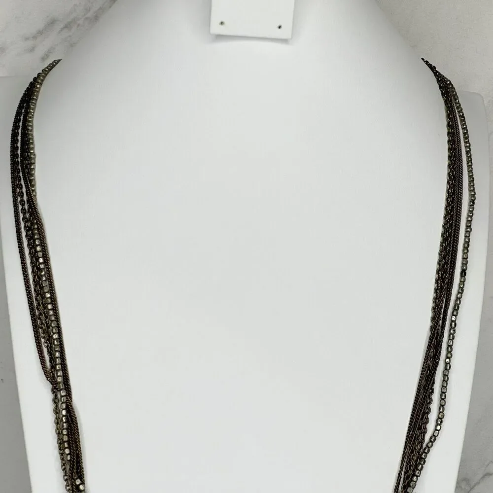 Chicos Multi Strand Gold Silver Tone Chain Link Necklace ✨